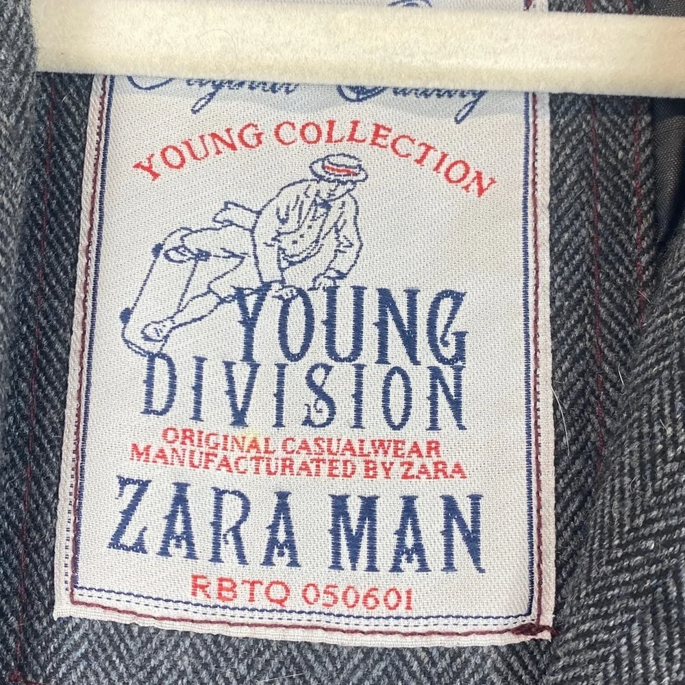 Zara man herringbone blazer XL elbow patch quilted lining winter Young Division